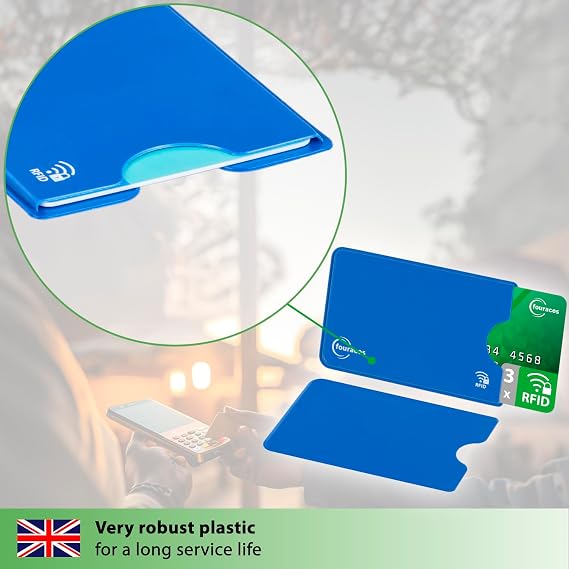 fouraces RFID Blocking Sleeves, 3 Pieces - Credit Card Protector - Card Blocker for Bank Card, Anti Fraud NFC Card Holder