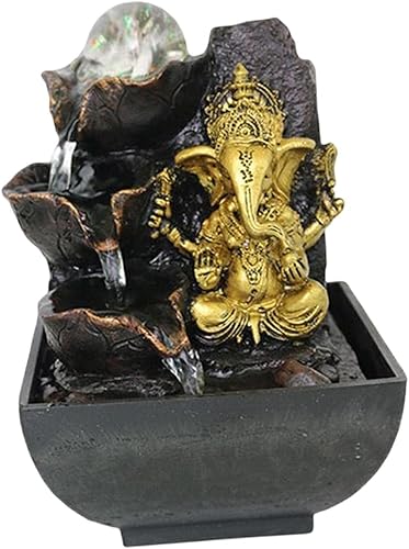 Vista 7 de Ganesha - Estatua de mesa, fuente de mesa, escultura de elefante, figuras de elefante hechas a mano para bar, cafetería, acento decorativo, regalo