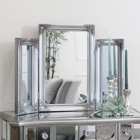 Melody Maison Vintage Silver Triple Dressing Table Mirror Cover