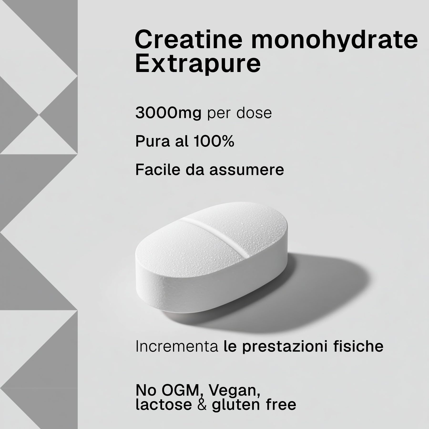 Creatina Monoidrata Compresse RTP – da 3000 mg Creatine Monohydrate – Creatina Pura in Pastiglie – Integratore per Sport, Palestra e Post Workout – 500 Compresse Senza Glutine, Senza Lattosio
