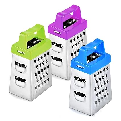 Mini Box Grater, 4-Sided Stainless Steel Grater Kitchen Cutting for Cheese, Ginger, Fruits, Vegetables, Set of 3