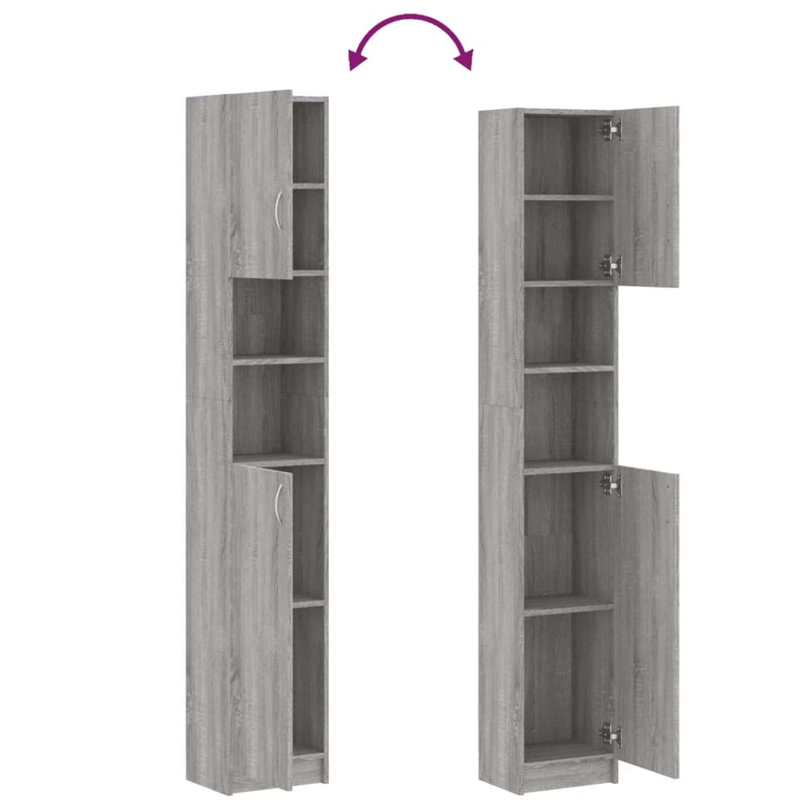 ShGaxin Szafka łazienkowa, meble łazienkowe, pomocnicza szafka łazienkowa, kolumna łazienkowa, szafka łazienkowa, szafka łazienkowa, sklejka Sonoma szara 32x25,5x190 cm