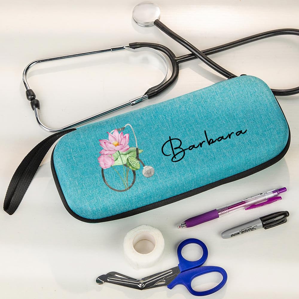 Custom Stethoscope Case with Name & Stethoscope Birth Flower Personalized Stethoscope Case Nurse Gift Cute Stethoscope Carrying Case Gift for Doctor Pink Black Purple Nursing Stethoscope Holder Case