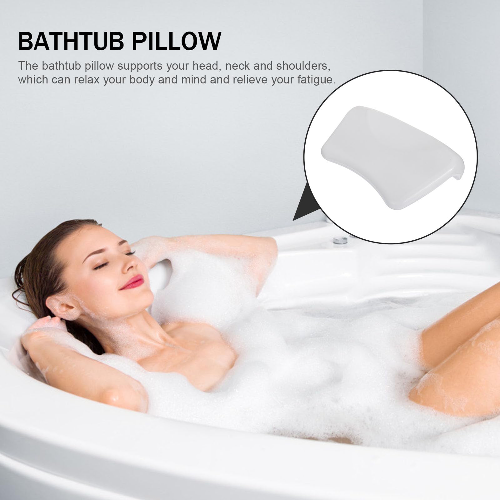 Artibetter Cuscino da Bagno Ventose in Pu Bianco Morbido e Resistente Supporto Ergonomico per Collo e Testa per Saloni di Bellezza e Bagno