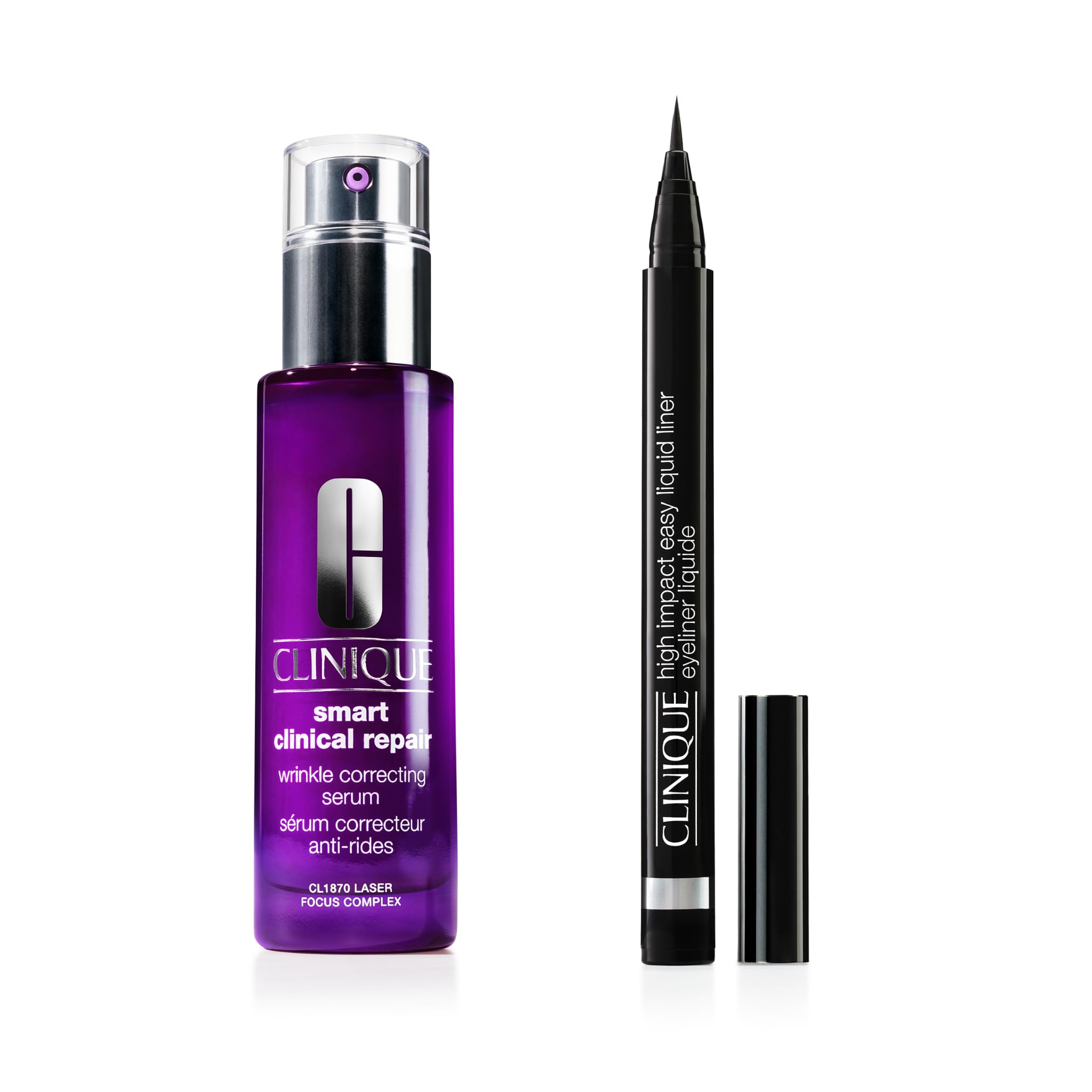 Clinique Smart Clinical Repair Wrinkle Correcting Face Serum (50 ml) + High Impact Easy Liquid Eyeliner eyeliner liquido (0.67g) - Siero anti-età con retinoidi gentili - Waterproof, lunga tenuta