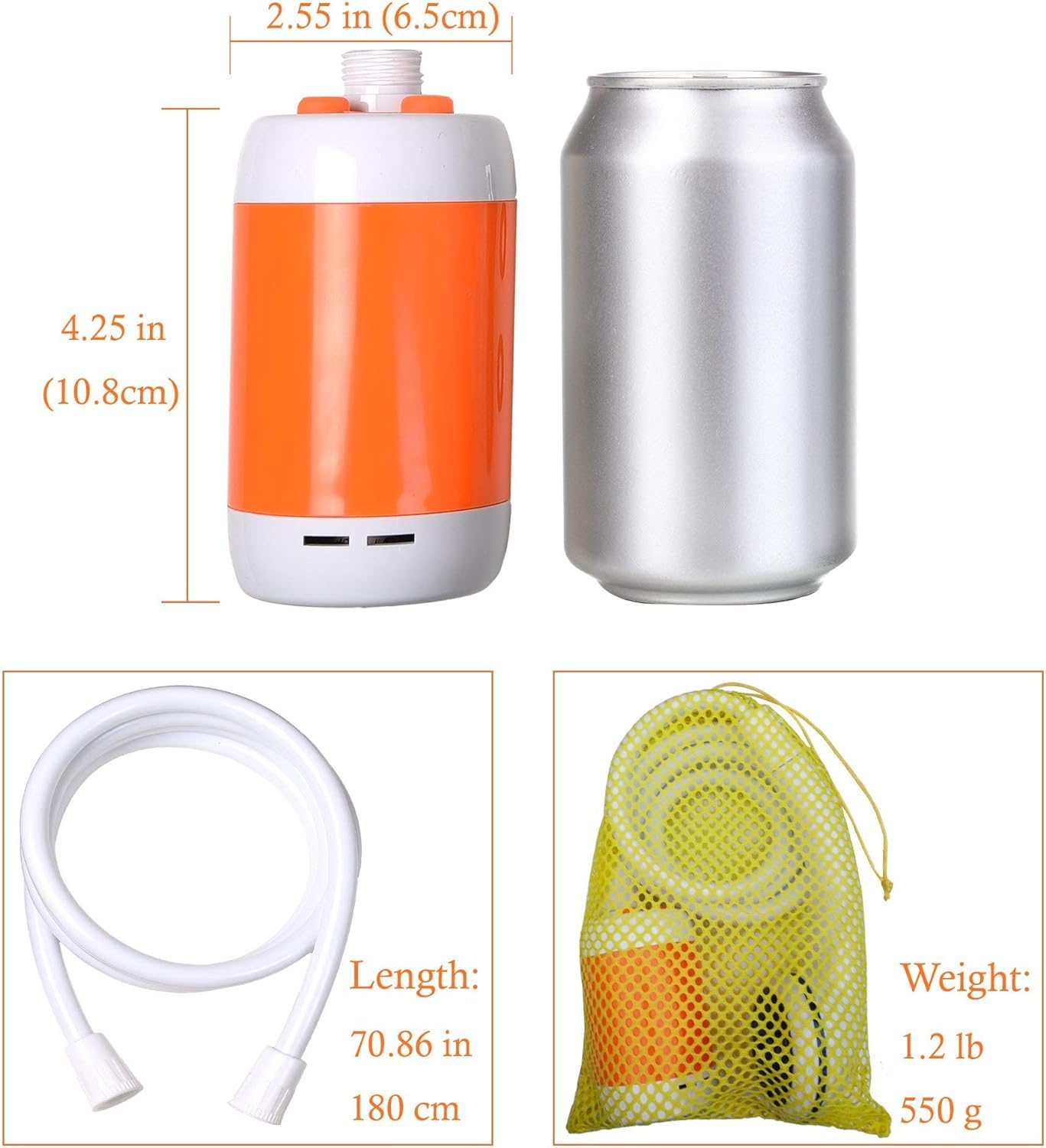 Tragbare Dusche USB Duschpumpe Wiederaufladbare Batterie Outdoor Dusche für Trave Camping Camp Geeigneter Elektrischer Duschkopf für Wandern Campingplätze