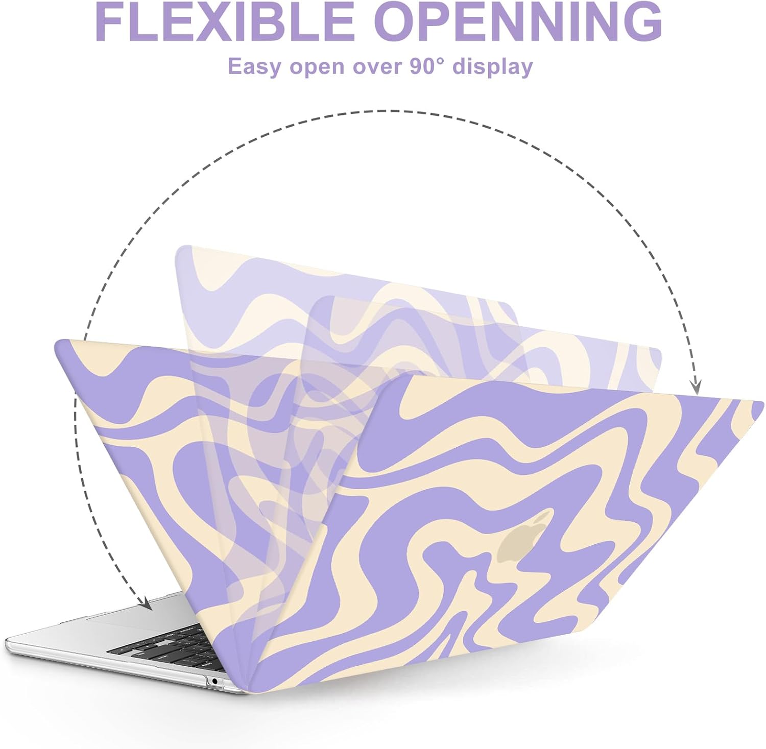 AKIT Compatible with MacBook Air 15 Inch Case 2026 2025 2024 2023 M4 M3 M2 A3241 A3114 A2941, Unique Pattern Hard Shell Laptop Case+Keyboard Cover+Screen Protector for Mac Air 15 Inch, Violet Wave - Image 5