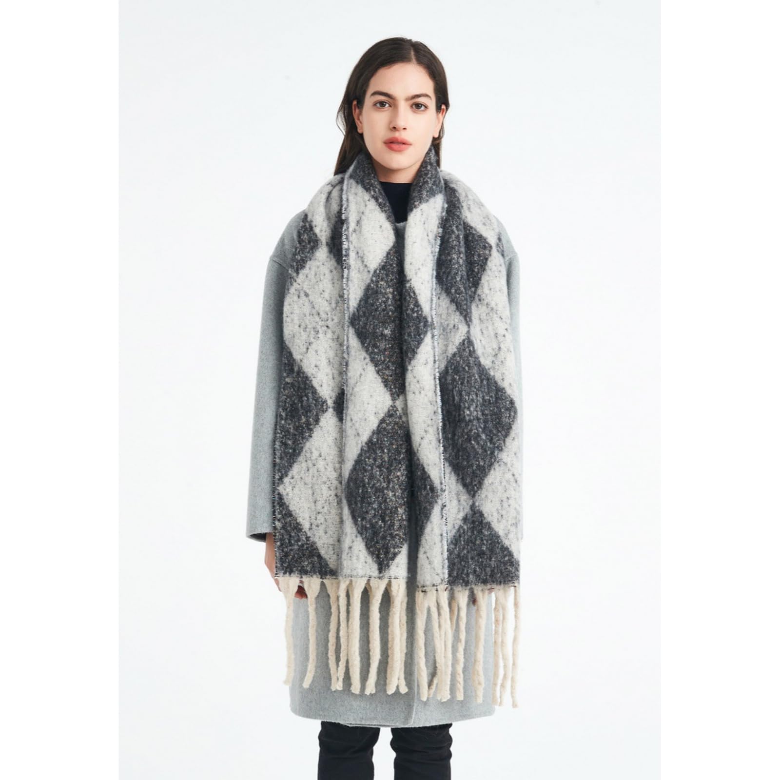 Foulard Donna Scaldacollo Da Caldo E Alla Moda Con Nappa Jacquard Per L'autunno Inverno