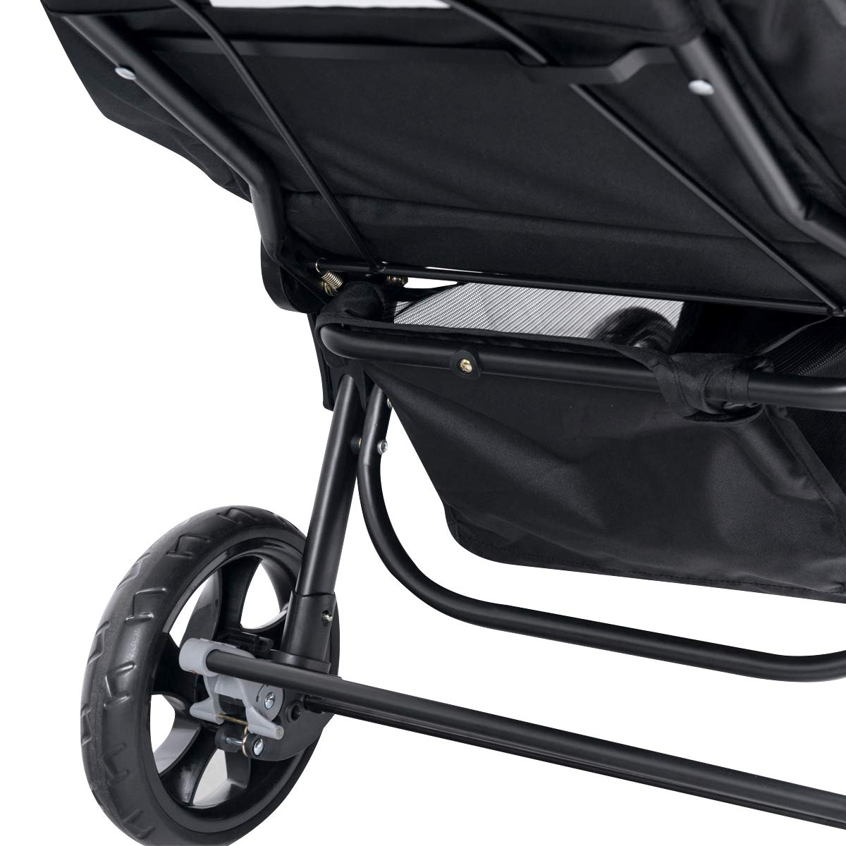 RELAX4LIFE Doppel Kinderwagen Klappbar, Geschwisterwagen mit 5-Punkt Sicherheitsgurten, Buggy Wagen mit Verstellbarem Lenker & Rückenlehne, ab der Geburt Nutzbar bis 15 kg, Grau