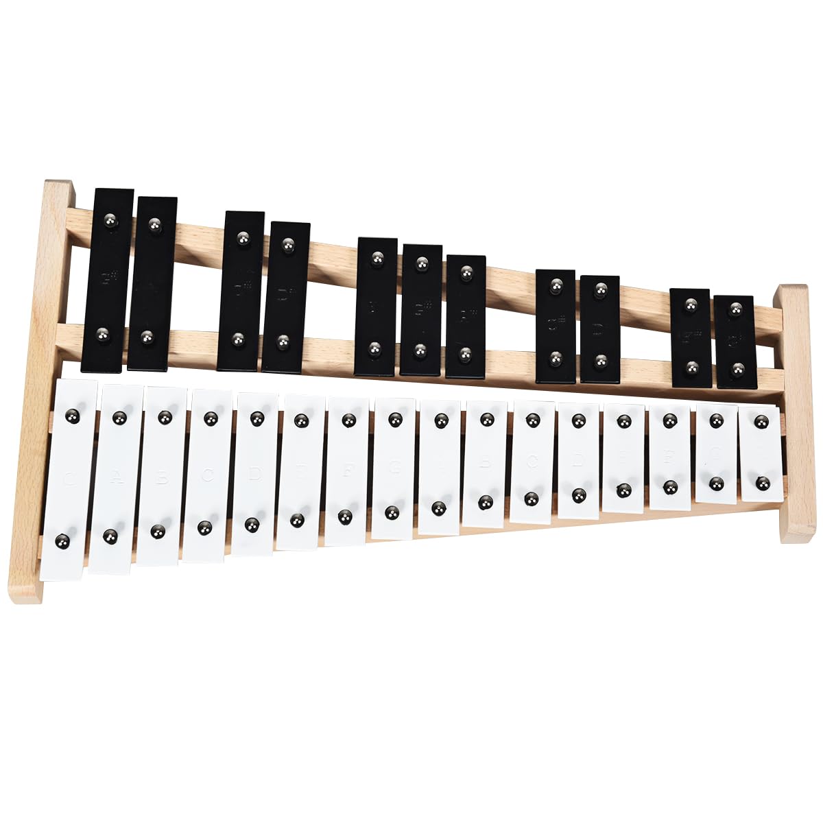 GYMAX Xilofono a Dimensioni Reali con 27 Barre di Alluminio, Strumento a Percussione con Base in Legno, 2 Bacchette in Gomma, 1 Borsa, per Bambini e Adulti