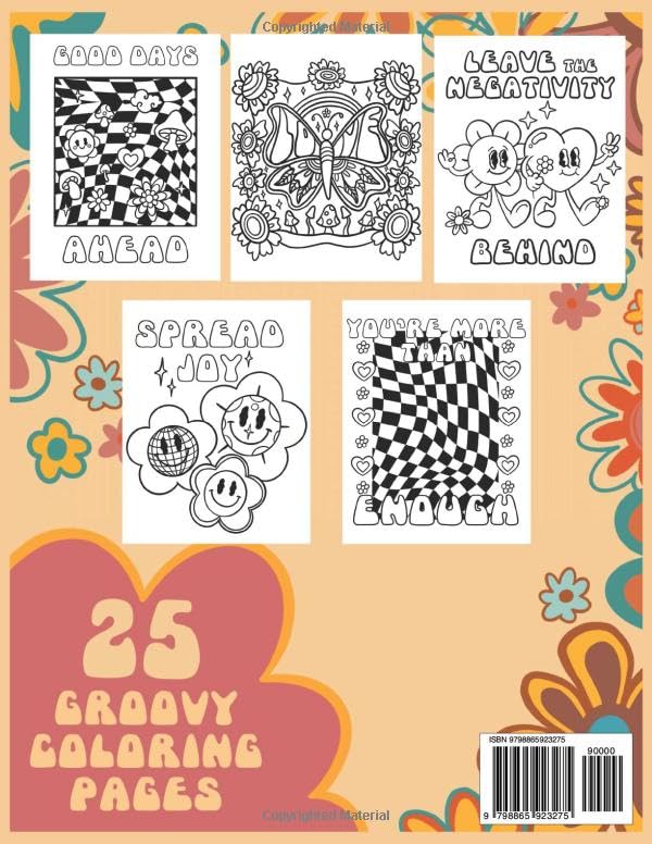 Groovy Aesthetic Coloring Book: 25 Vintage Preppy pages full of Inspirational Quotes, Hippie Vibes, Retro Flowers, Happy Faces for Teens & Adults image 3