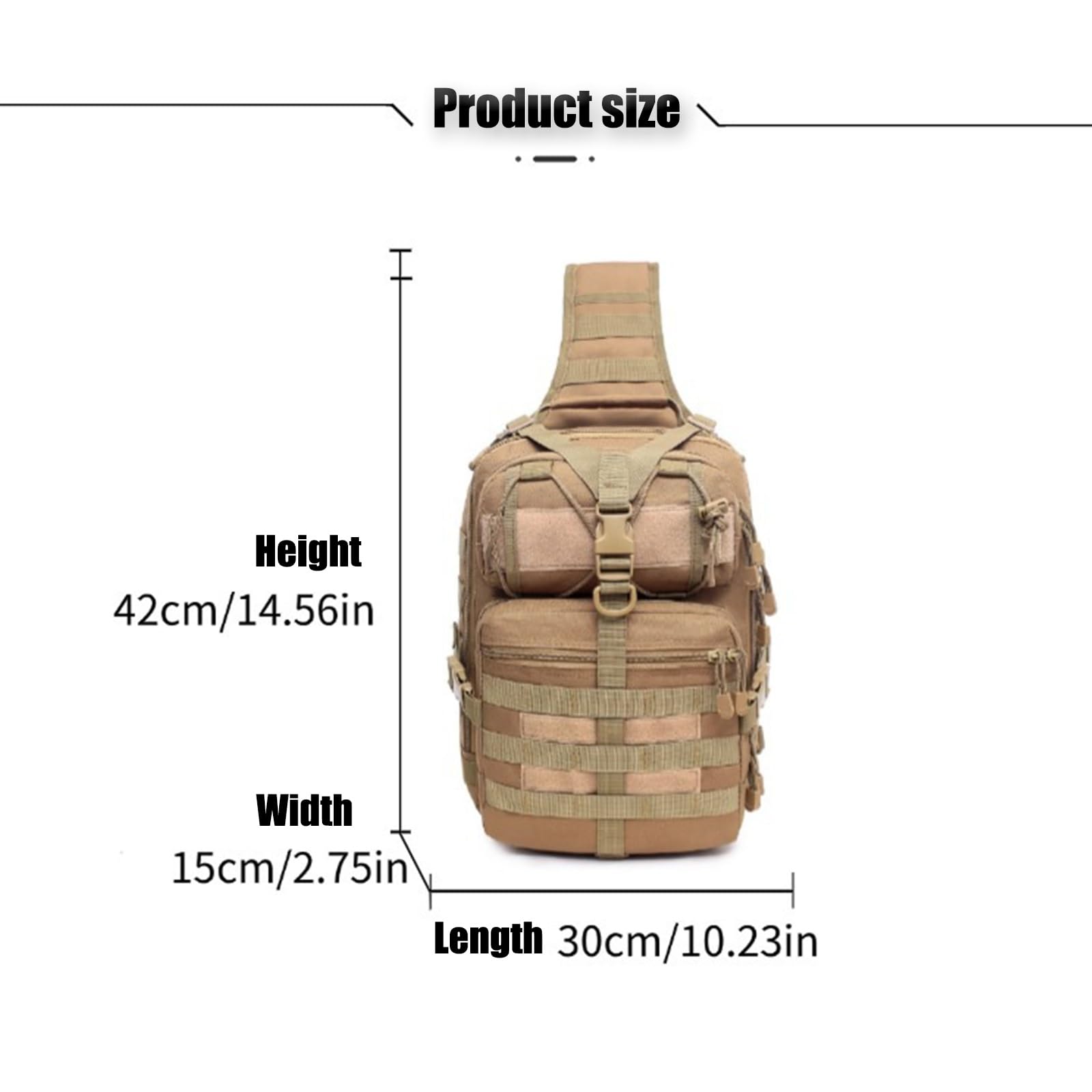 Borsa a tracolla tattica, zaino da spalla militare ventilato Rover EDC borsa da assalto rimovibile impermeabile e traspirante(Black)