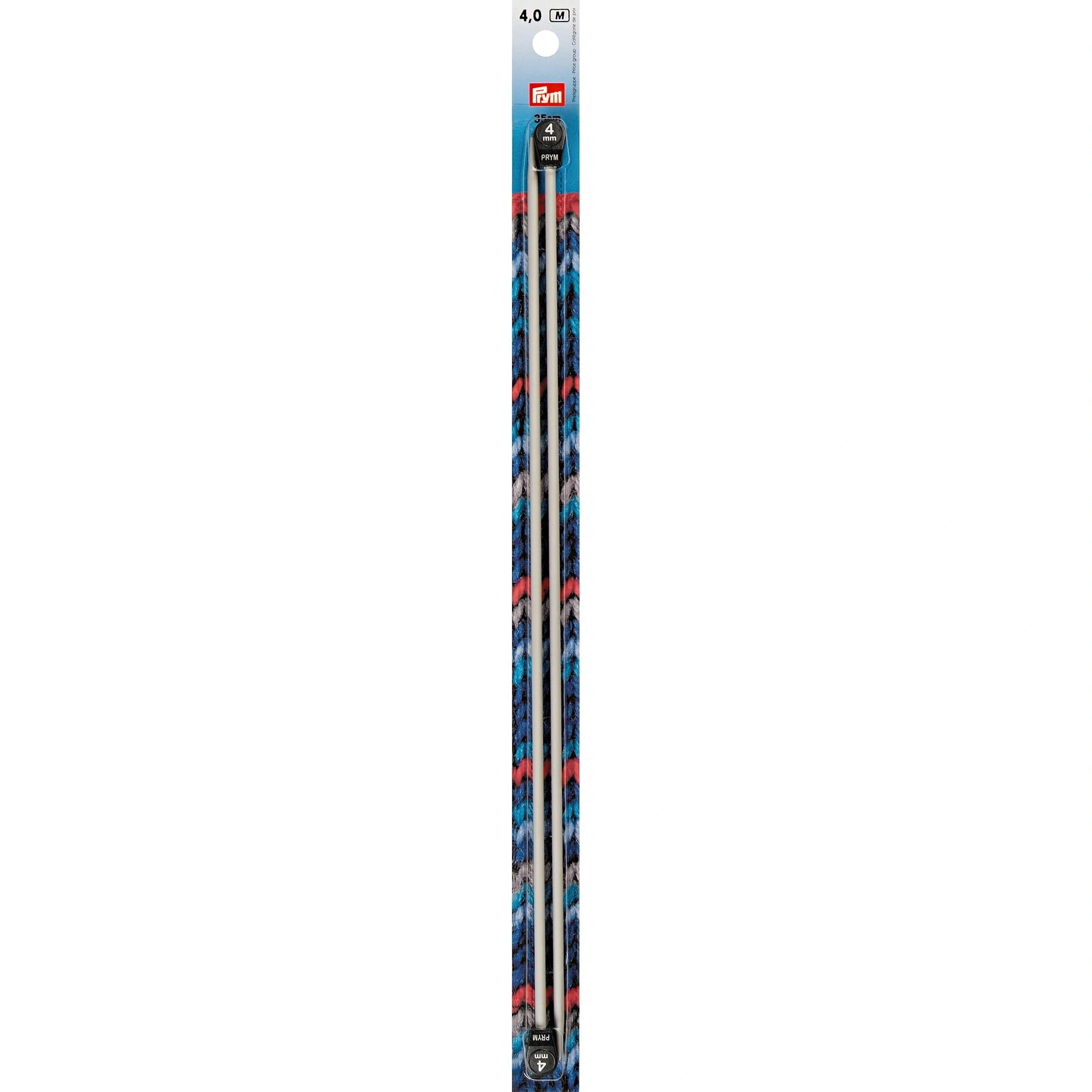 Prym 35 cm 4 mm Single-Pointed Knitting Pins, Pack of 2, Aluminium Pearl Grey