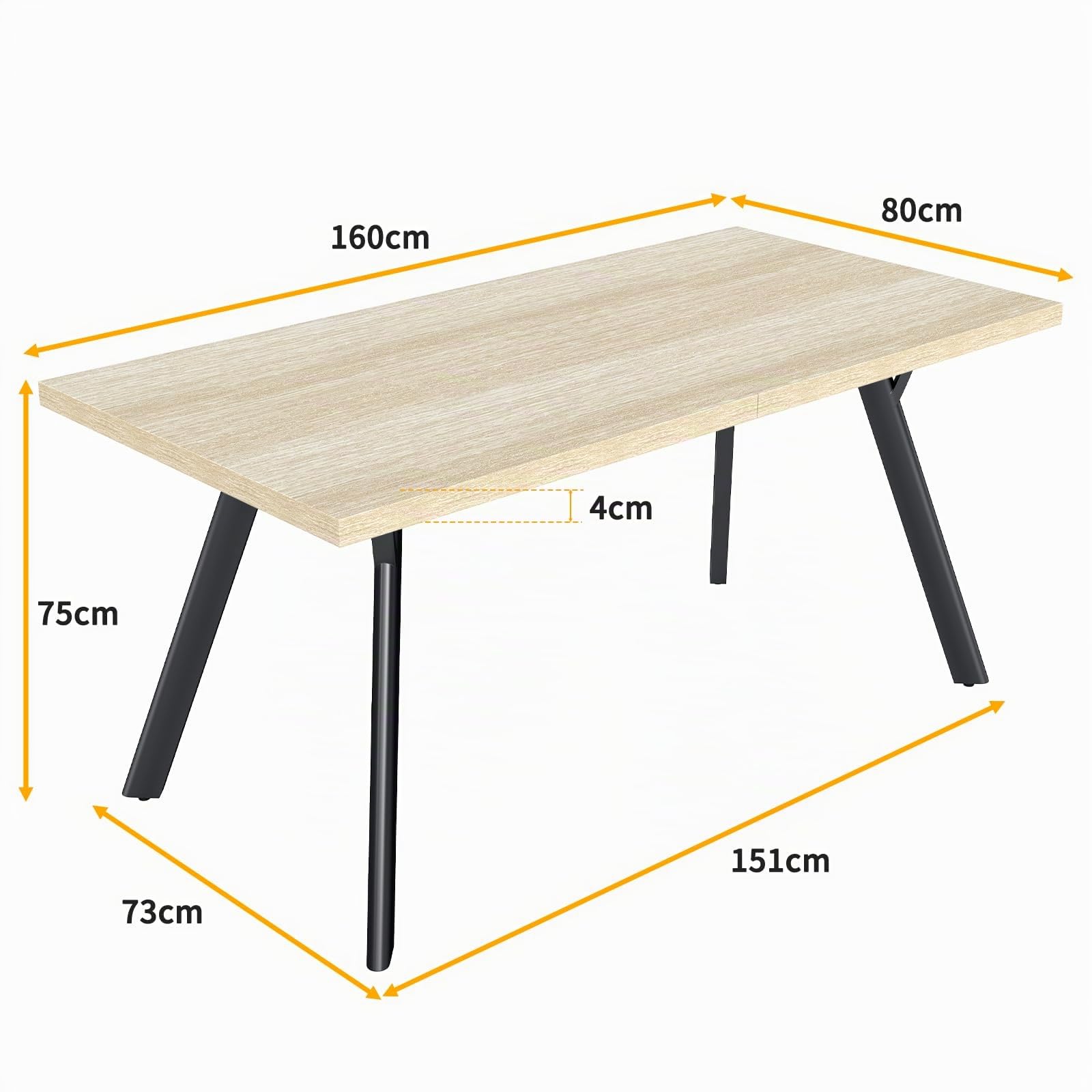 LEWE Table à Manger Rectangulaire en Bois, Table de Cuisine 160 x 80 cm