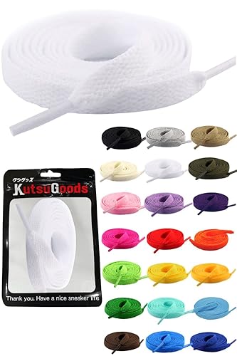 [KutsuGoods] クツグッズ スニーカーヘッズ専用 シューレース 靴紐 100cm 120cm 140cm 160cm 平紐 靴ひも shoelaces (100cm, ホワイト)