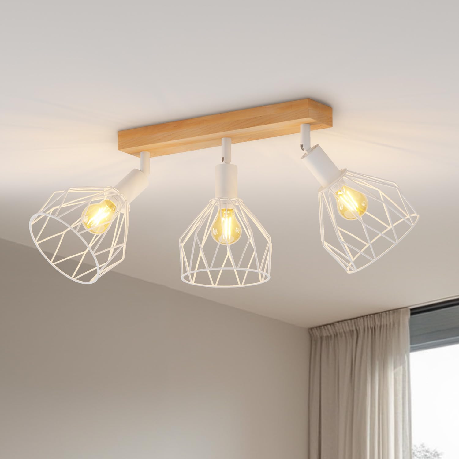 Lvwit 3 Way-White White Ceiling Light,Spot Light Fittings Ceilings,Wall Kitchen Lights With E14,Adjustable 3 Way Spotlights,Industrial Wall Lights,Ceiling Lights For Living Room