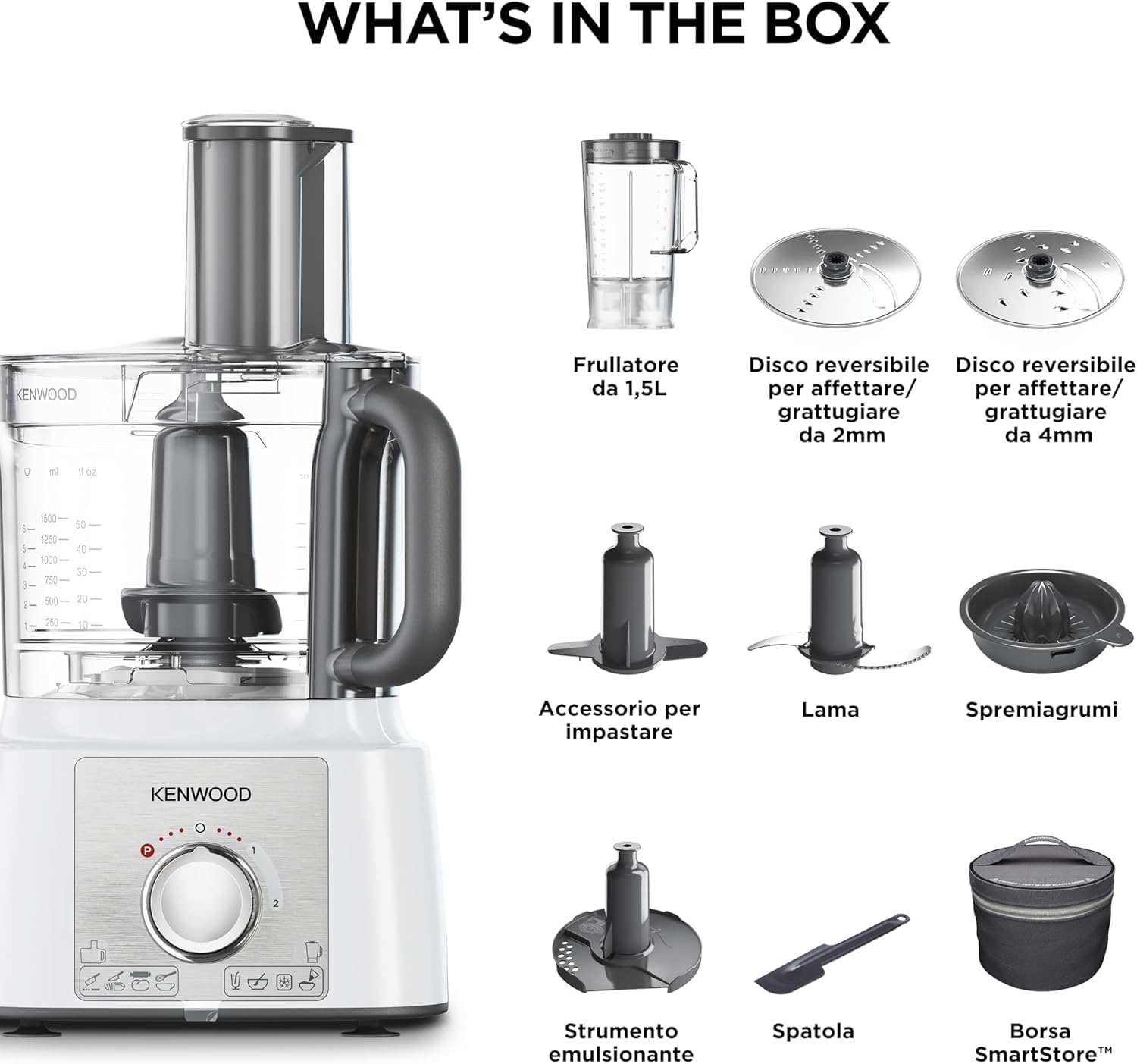 Robot multifonction - KENWOOD - MultiPro Express FDP65.450WH - 1000 W - 3 L - 2 vitesses - Blender 1,5 L - Blanc
