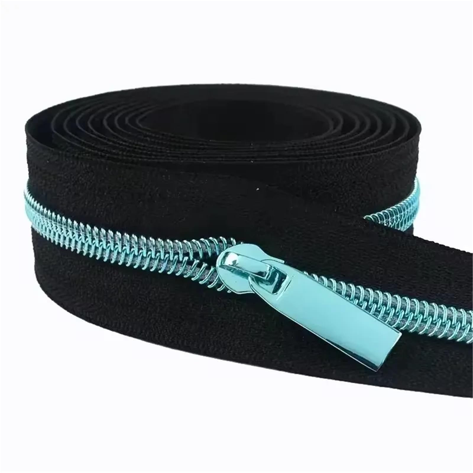 Two Way Zipper 1-5M 5# Nylon Zippers Tape with Zipper Puller Sewing Bag Clothing Zips Head Shoes Jacket Zip DIY Tailor Accessories(KY377ZT148-LightBlue,5M+5Pcs)