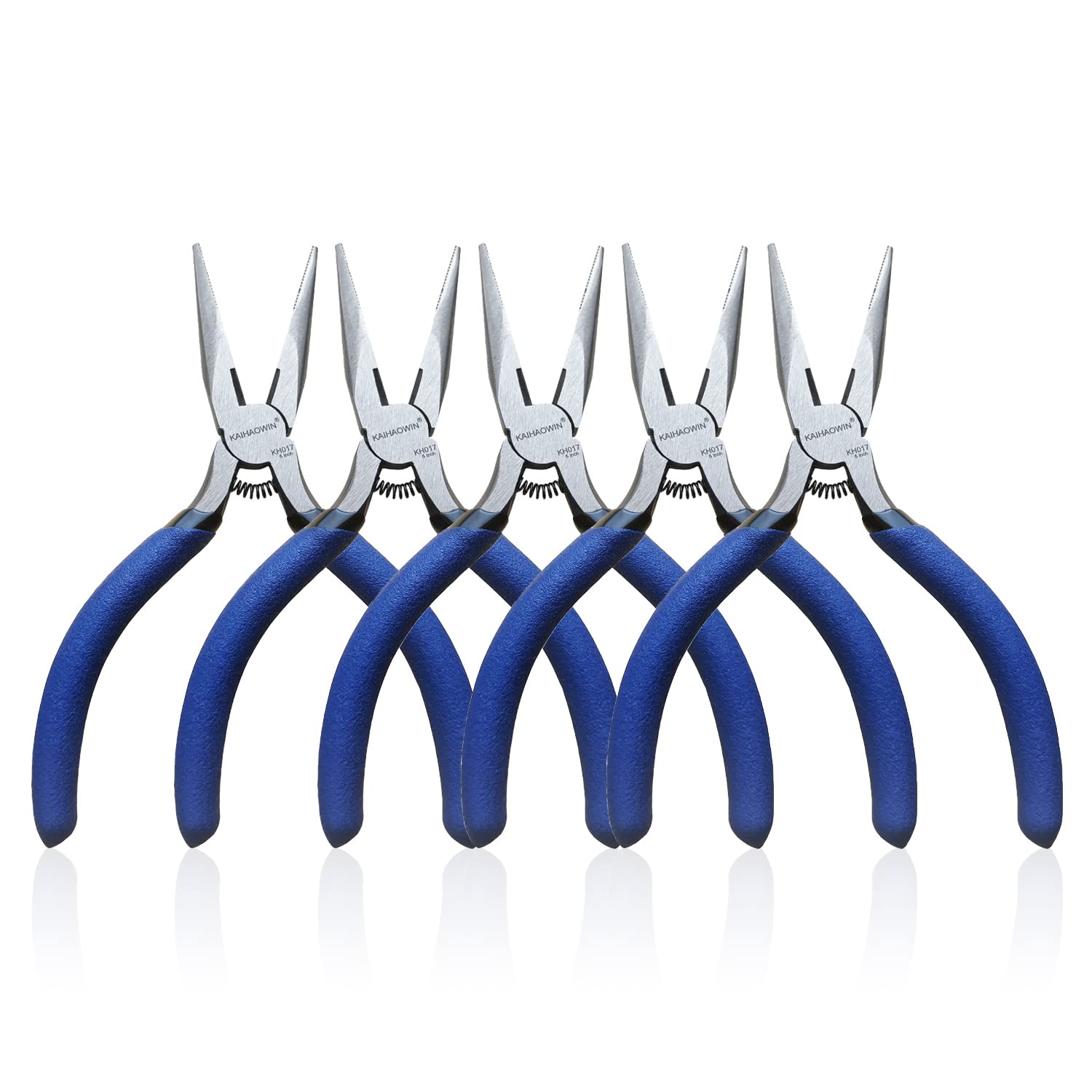KAIHAOWINMini Needle Nose Pliers 5"-5 Pack Small Long Nose Pliers with Wire Cutters, Spring Loaded Thin Needle Nose Pliers, Precision Pliers Set for Crafts/Jewelry Making/Tiny Project