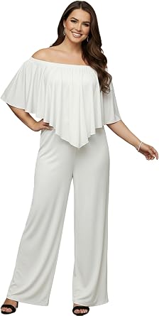 KOH KOH Womens Long Pant Strapless Off Shoulder Pockets One Piece Jumpsuit