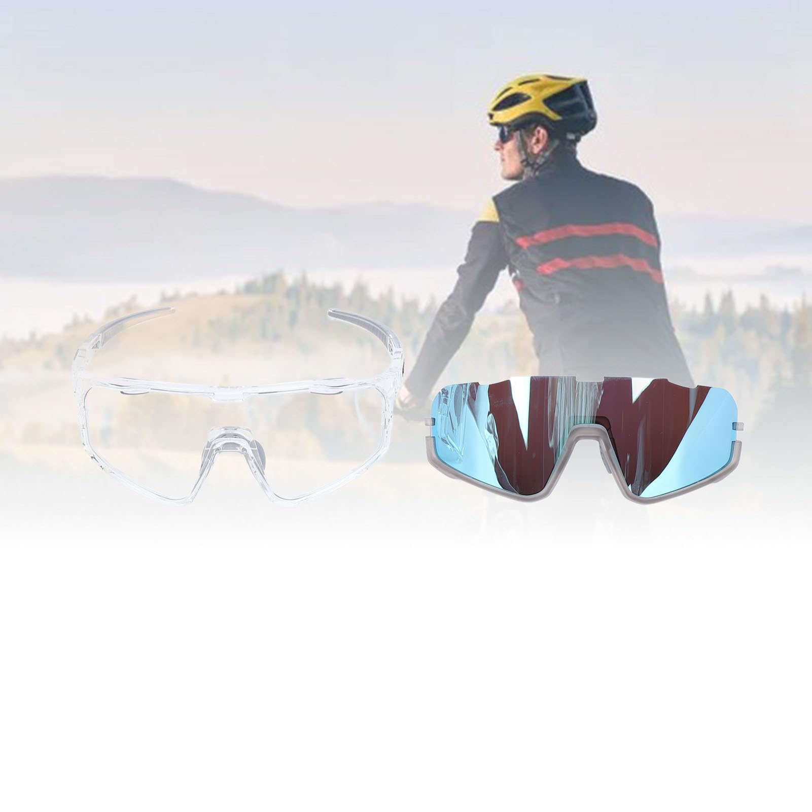 Gafas de Sol de Ciclismo Gafas Polarizadas a Prueba de Viento Deportivas para Miopía con Lentes que Cambian de Color Transparente y Lentes Polarizadas Hielo