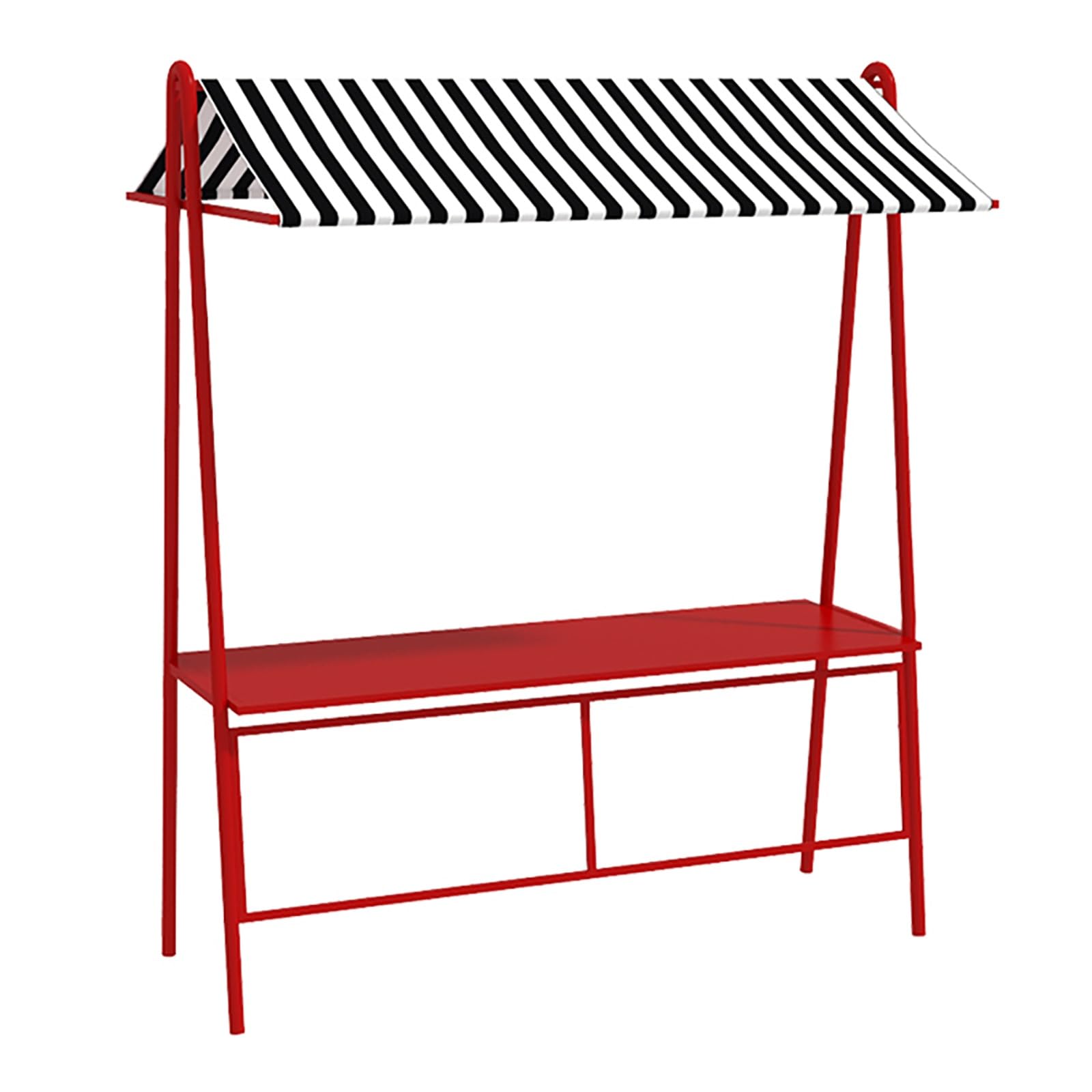 Carrello mobile alimentare con tavolo e tettoia, supporto portatile per mercatini ed eventi all'aperto