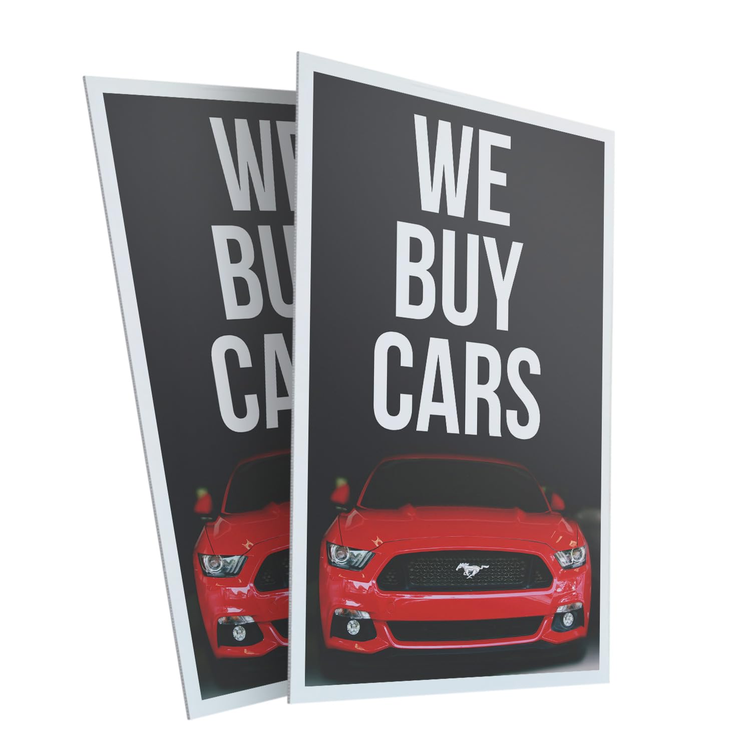 We Buy Cars (2-Pack) 24 Inch x 36 Inch Plastic Signs | Sign Insert 4mm Corrugated Plastic Signs Storefront Window Poster | Auto Sales Promotions,
