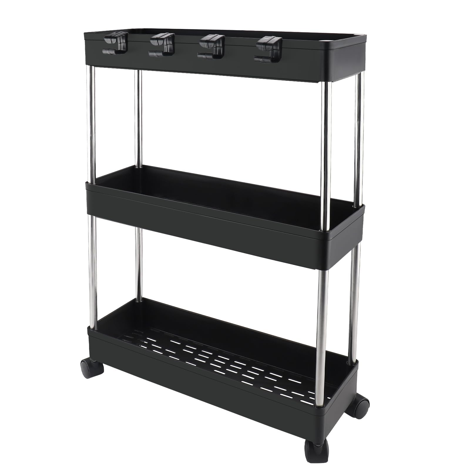 Foymlon Carrito de Almacenamiento, Carro Auxiliar con Ruedas giratorias de 360° para Baño, Cocina u Oficina, Lavadero, Dormitorio, Comedor Sala (Blanco) — view 8