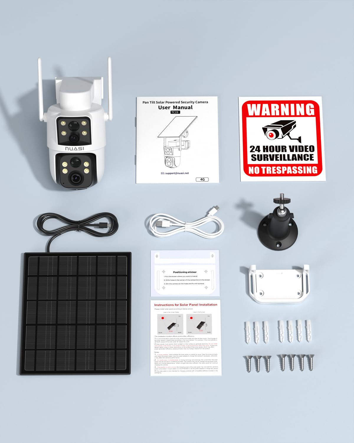 4G LTE Solar Cámara Vigilancia Exterior, Cámara de Doble Lente 2K+2K con Panel Solar, Cámara de Seguridad Exterior con AI Detección Humana PIR, Visión Nocturna a Color, Audio Bidireccional