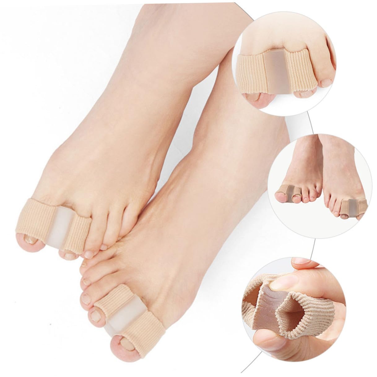 12pcs Skin Color Toe Separators for Women Reusable Overlapping Toe Spacers for Bunion Relief Manicure and Pedicure Tool