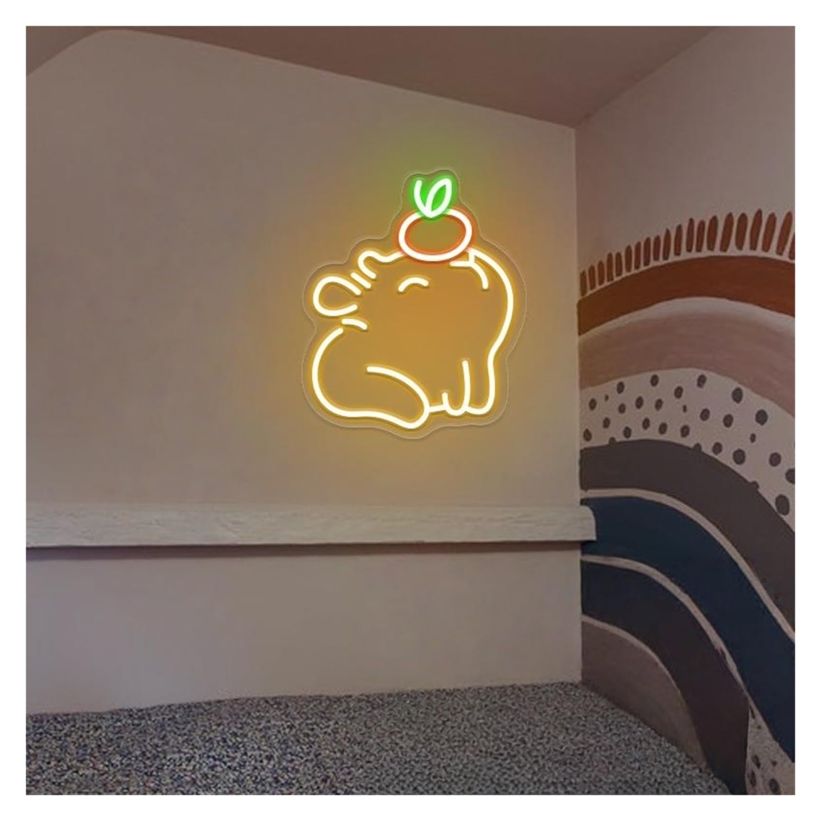 RONGCH Hanging Art Neon Signs Cute Capybara Neon Sign, Suitable for Kid Room Decor with Brightness Adjustable 31.6cmx38cm