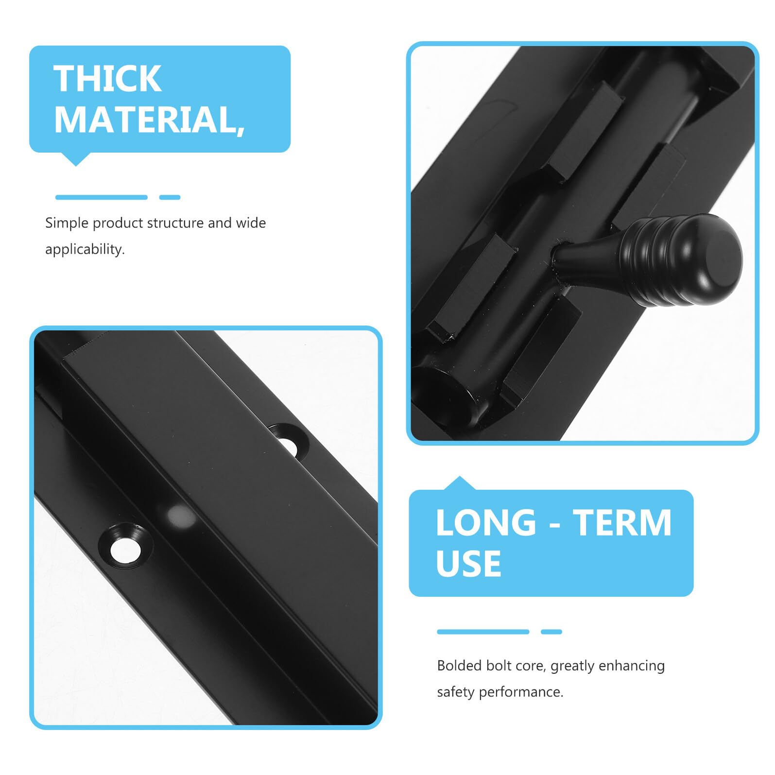 Pestillo Antirrobo de Negro de Aluminio Aleación Deslizante para Puerta