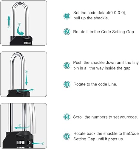 Miniatura 5 de Diyife - Paquete de 3 candados de combinación de grillete de 2.6 pulgadas de largo, 4 dígitos impermeables para exteriores, cierre de combinación de