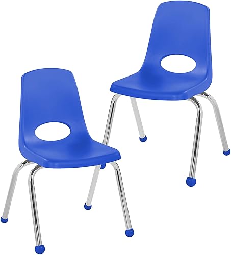 Vista 49 de FDP 13050-SF - Silla apilable de 18 pulgadas, asiento apilable para estudiantes con patas de acero cromado y deslizadores giratorios; para aula
