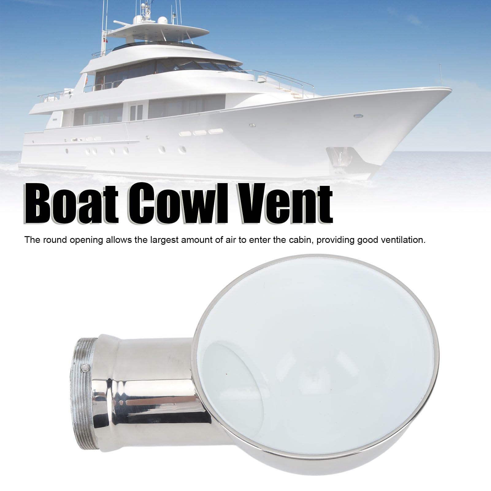Zoeyilan 3 Inch Round White Marine Cowl Vent, Marine Intake and Ventilate Cowl Ventilator, Marine Grade 304 Stainless Steel, for Marines Boats Yachts Ships