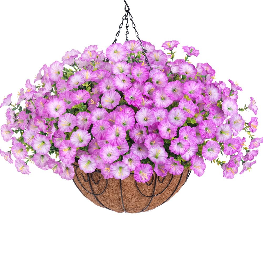 HyeFlora Artificial Morning Glory Hanging Basket