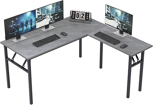 Miniatura 1 de Need Escritorio en forma de L, escritorio plegable para computadora, escritorio de 55 pulgadas x 55 pulgadas de largo para oficina en casa, mesa
