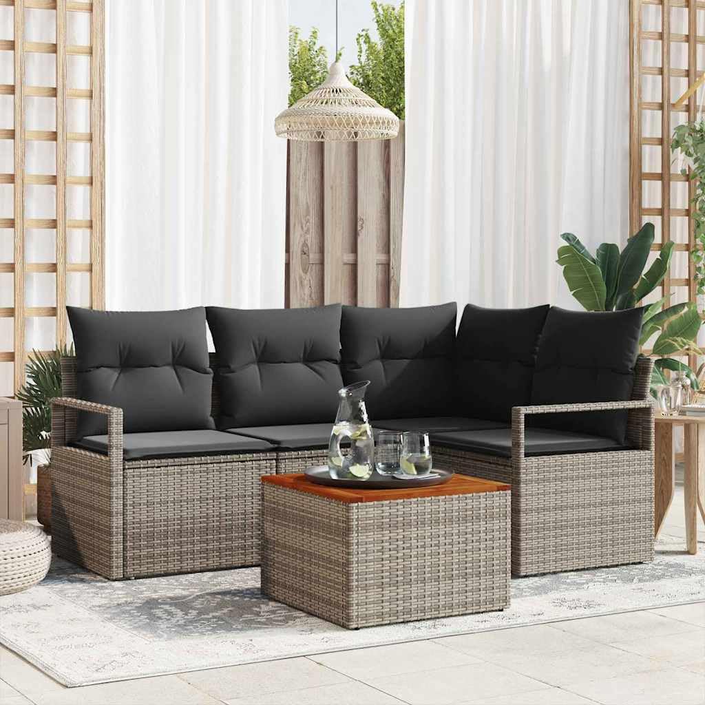 modułowy polirattan zestaw sof ogrodowy taras Szary 177 x 122 x 69 cm