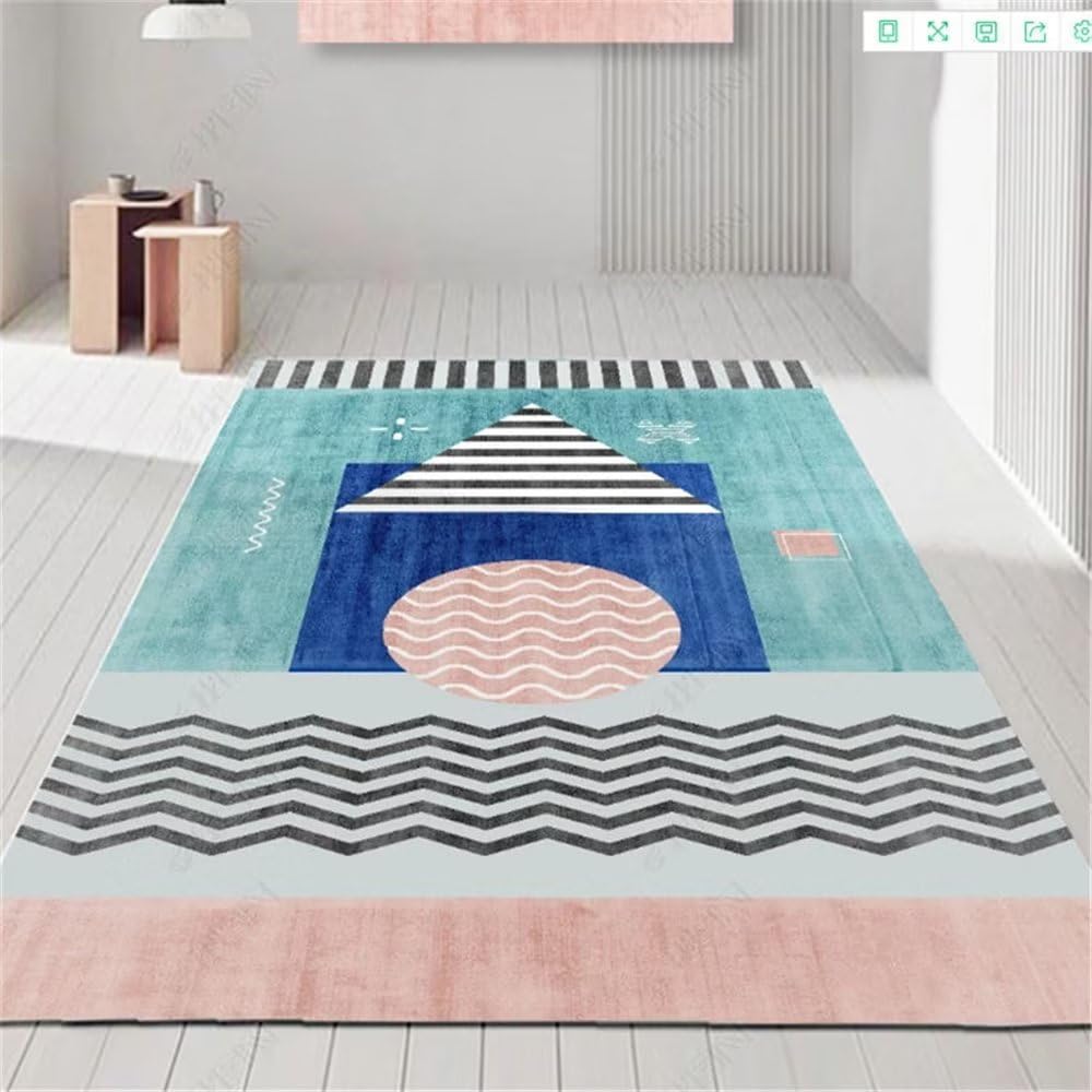 Tapis enfant antidérapant bleu géométrique pour éviter les sols froids et glissants