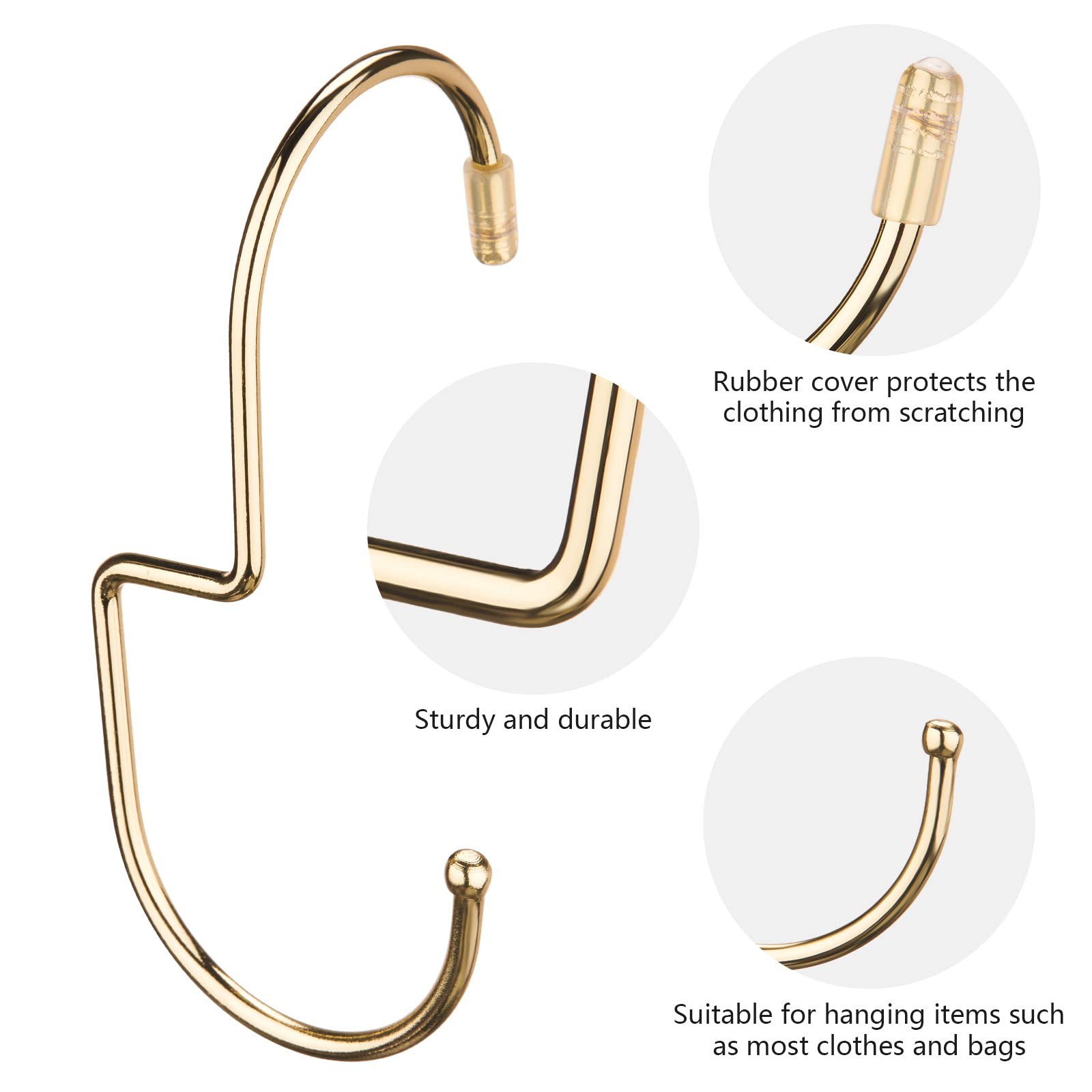 Queekay 12 Ganchos Forma de S Resistentes Gancho Torcido de Colgar Bolso de Acero Inoxidable Gancho para Gabinete S Ganchos Cocina Metal Gancho Colgante Multifuncionales S Ganchos (Oro Champán)