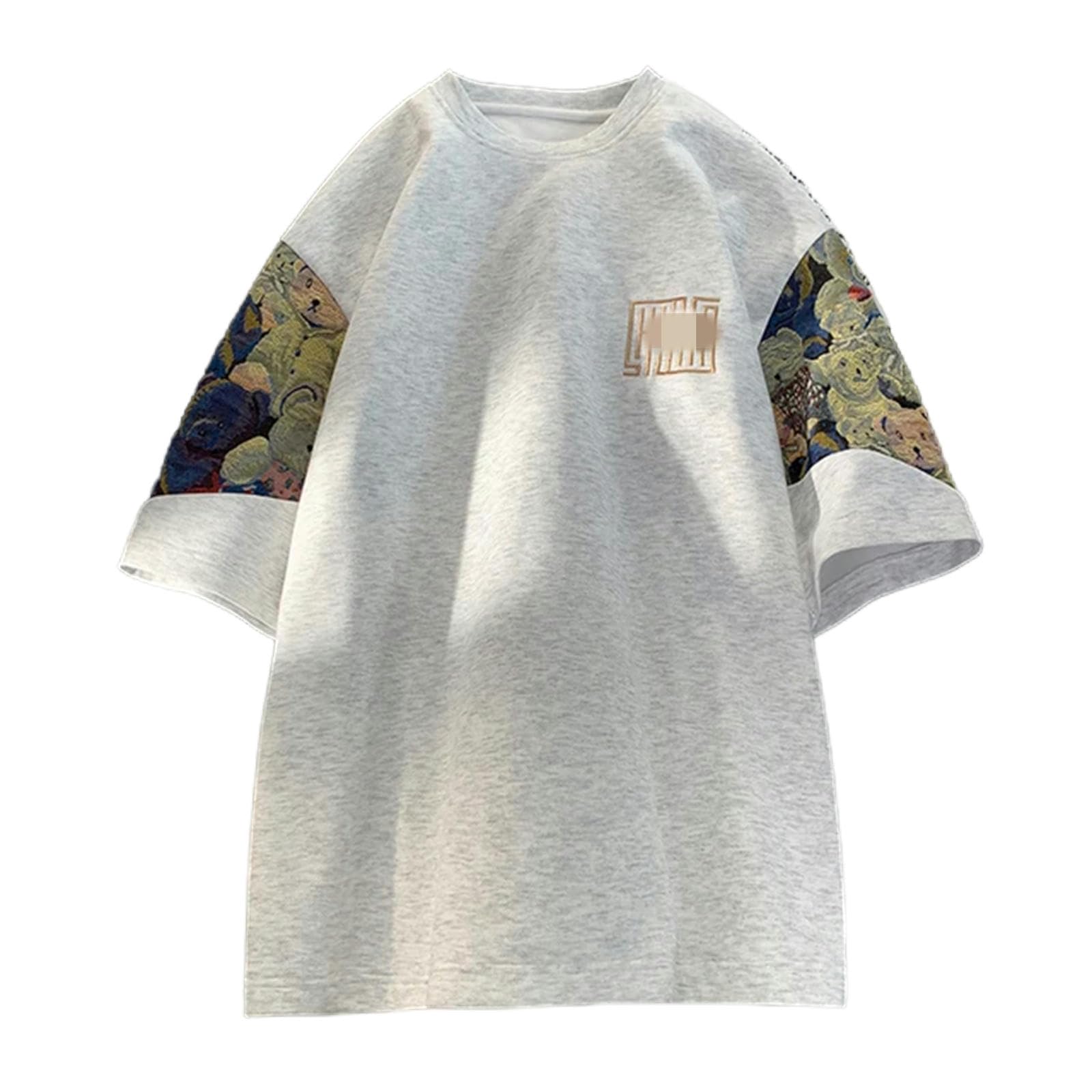 Maglietta Uomo Tshirt da Ricamo alla Moda Estate Grandi Uomini Che Girano Magliette Casual A Sette Maniche