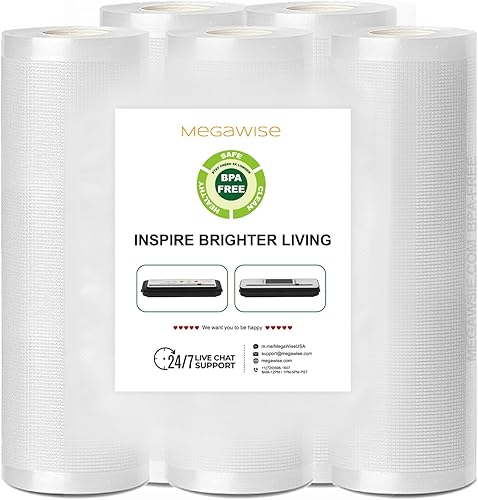 MEGAWISE Bolsas selladoras al vacío (11 x 14 pulgadas, 25 unidades) para preservar la frescura de los alimentos, bolsas de almacenamiento al vacío