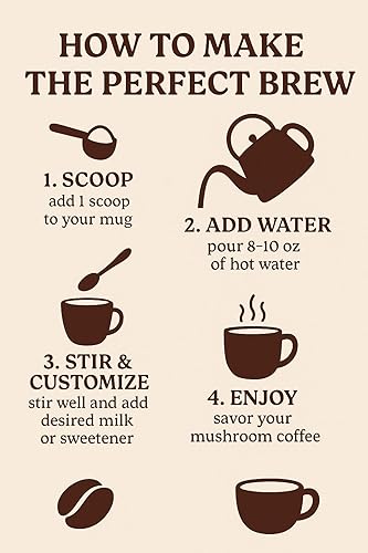 Miniatura 3 de Essence & Rituals Mezcla de café de champiñones café instantáneo descafeinado con melena de león, reishi, chaga, cordyceps, intestino, brain,