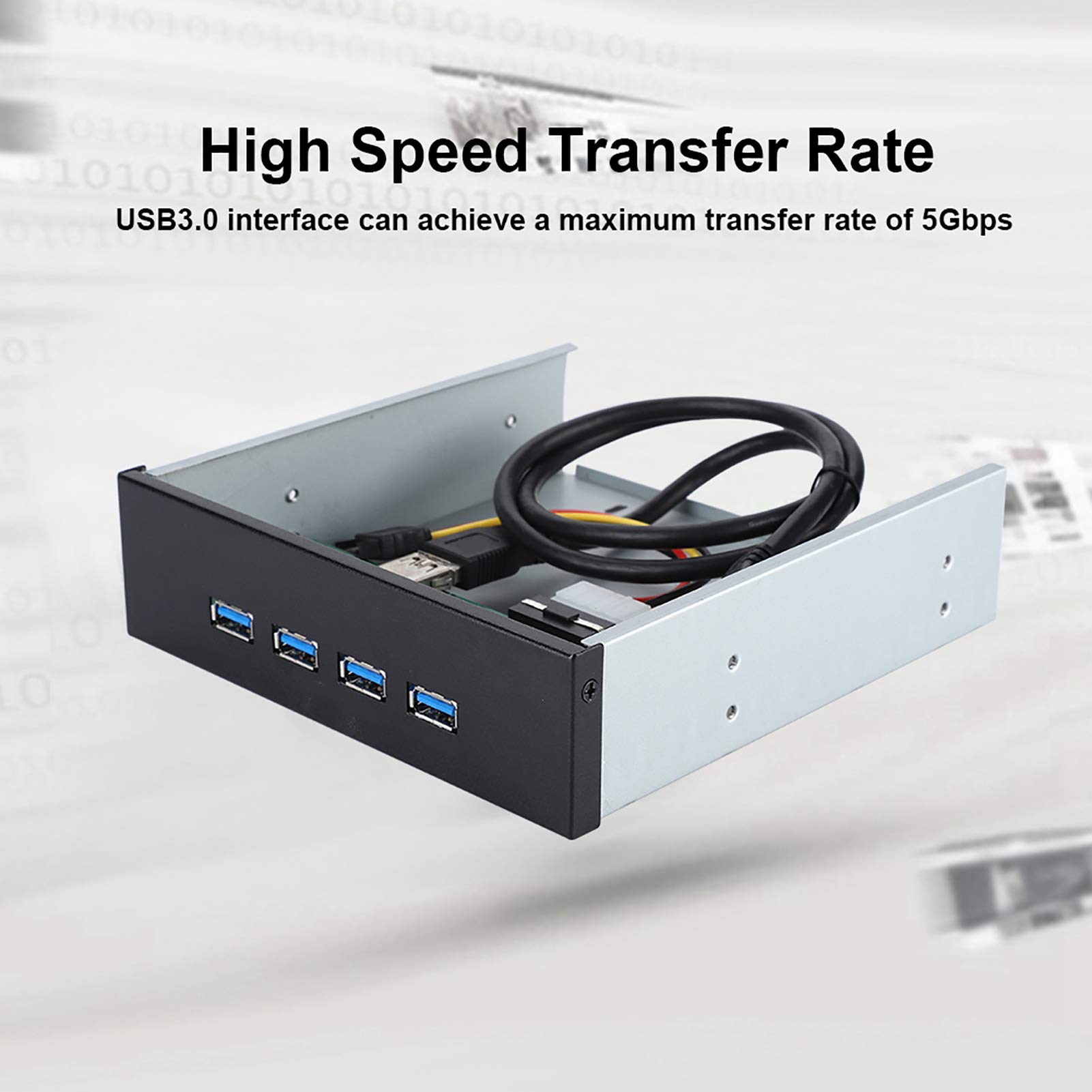 Pannello frontale con hub a 4 porte USB 3.0 da 5,25 pollici, 19 pin, per lettore CD; baia di espansione per unità ottica USB 3.0 con hub a 4 porte; rack mobile per CD-ROM per PC