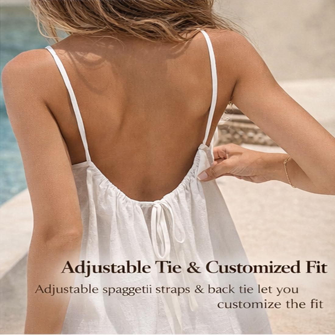 Womens Summer Casual Sleeveless Backless Cami Dress, Cami Lounge Dress Backless for Vacation, Casual Wear - Image 4