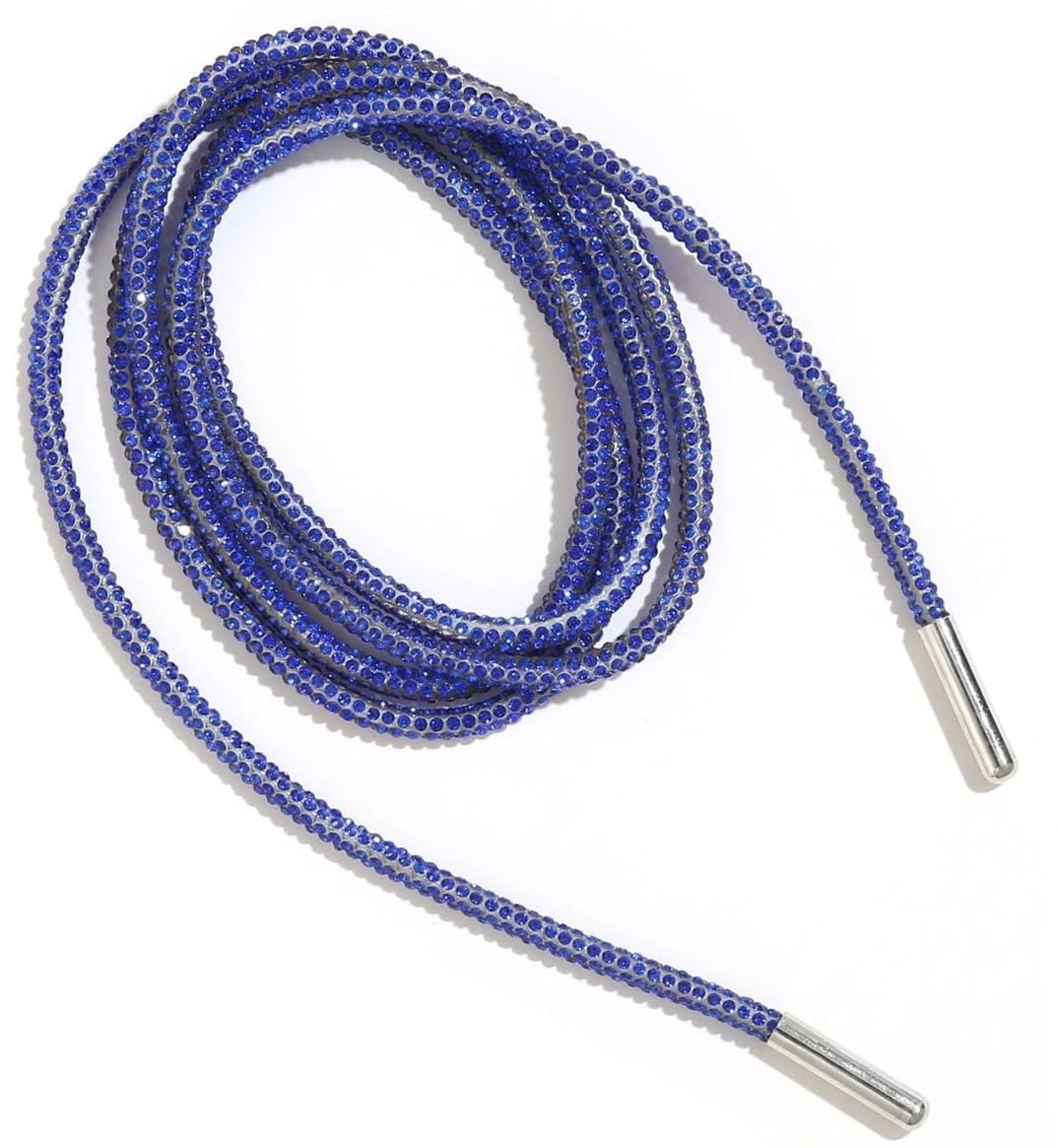 Cordones para Botas de Trabajo Cordones de diamantes de imitación Cordones de zapatos de diamantes de arco iris Zapatillas de deporte Cordones Zapatos Cordones redondos Cuerdas DIY(Royal Blue pcs,140c