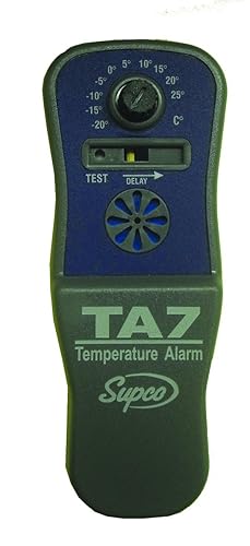 Supco Alarma de temperatura con pilas TA7, -10 a 80 grados F, batería alcalina de 9 V