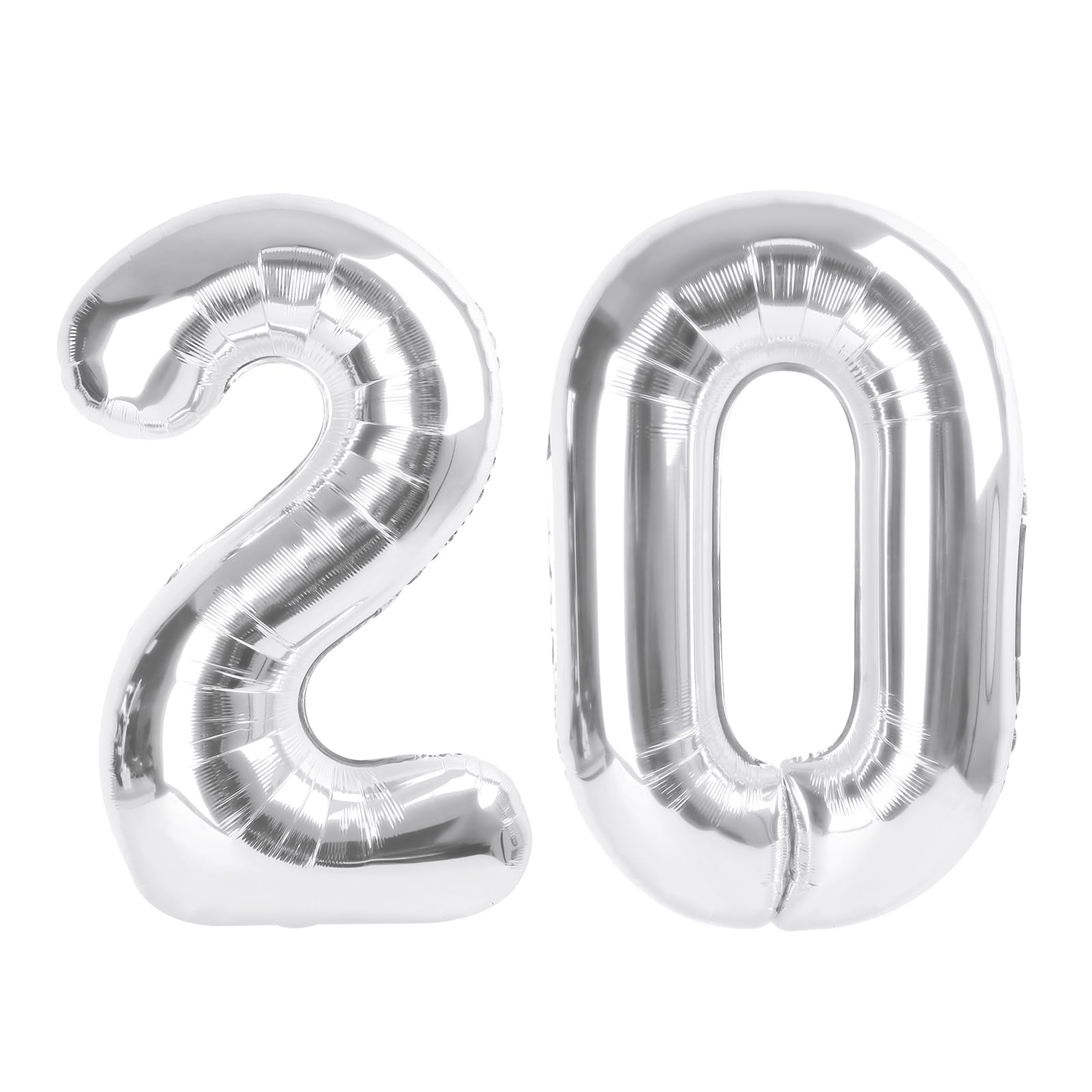 Number Balloons 20 Balloon Silver for 20th Birthday Party Decoration, 40 in