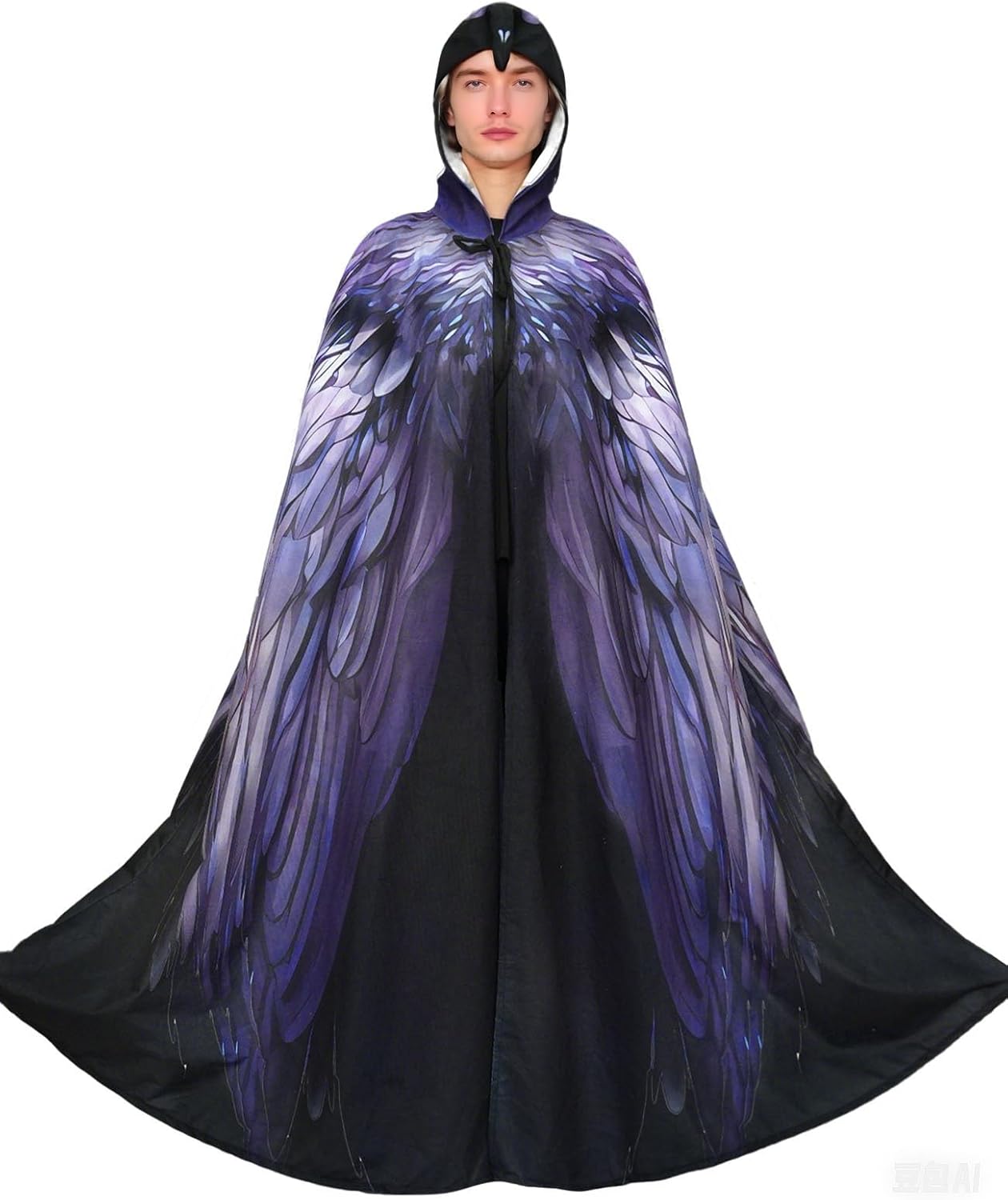 Crow Hooded Long Cloak, Adult Crow Cosplay Costume, HD Printing Unisex Cloak