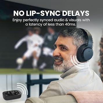 Avantree Ensemble - Wireless Headphones for TV Watching for Seniors | Easy Setup & Charging Dock, Works via Optical, AUX or Bluetooth on Compatible TVs, 35H Playtime, Comfortable Fit